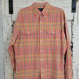 Polo Ralph Lauren RL Workshirt Orange Madras Plaid Western Button Up Shirt XL